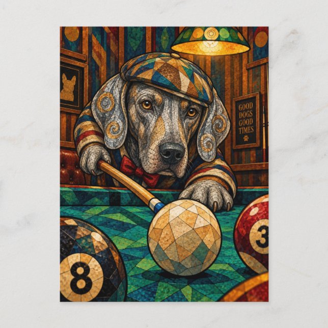 Postal Weimaraner, mosaico geométrico (Anverso)