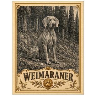 Postal Weimaraner, perro vintage de herencia