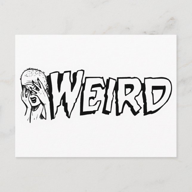 Postal WEIRD - Chica de Monstruos Retro - Blanco y negro (Anverso)