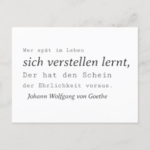 Postal Weisse Goethe Zitat Sich verstellen lernen