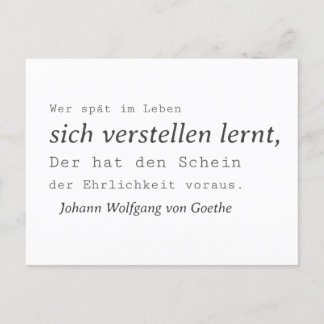 Postal Weisse Goethe Zitat Sich verstellen lernen