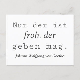 Postal Weisse Goethe Zitat Wer Nur der ist Froh