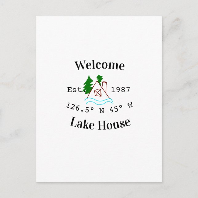 Postal Welcome lake house corrdinated est. Year mountain  (Anverso)