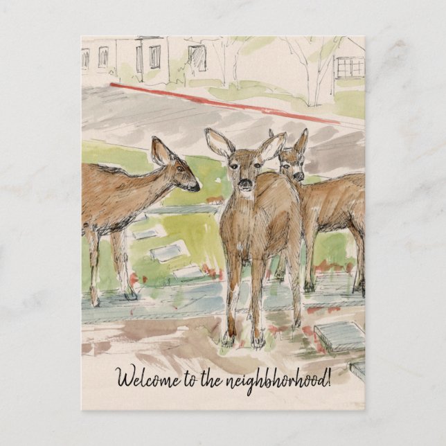 Postal Welcome to the Neighborhood Deer Lawn (Anverso)