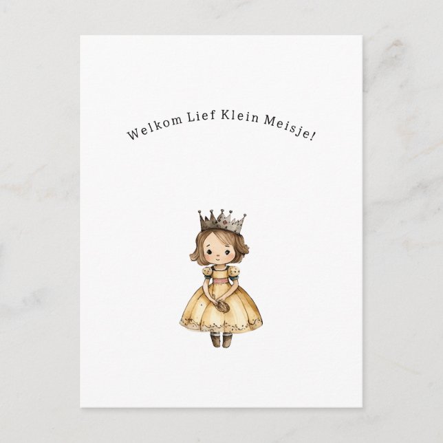 Postal Welkom Lief Klein Meisje Nieuwe Baby Kaart (Anverso)