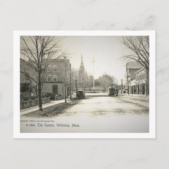 Postal Wellesley, Massachusetts, The Square, Vintage (Anverso)