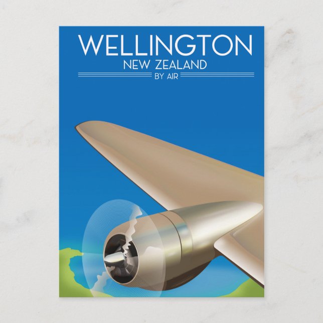 Postal Wellington New Zealand Air poster (Anverso)