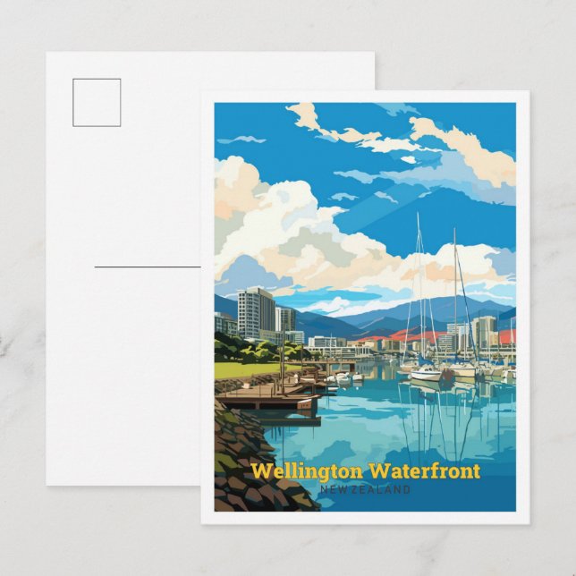 Postal Wellington Waterfront New Zealand Travel Vintage (Anverso / Reverso)