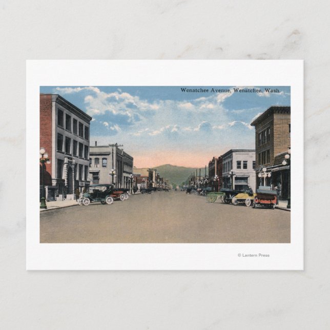 Postal Wenatchee, escena de la avenida de (Anverso)