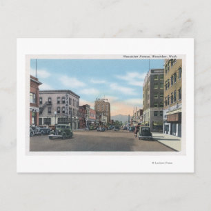 Postal Wenatchee, escena de la avenida WashingtonWenatche