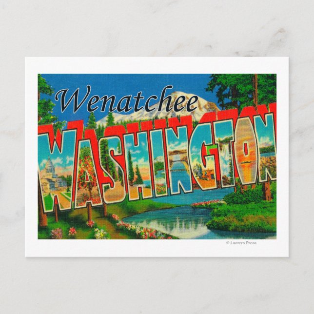 Postal Wenatchee, Escenas de letras grandes de Washington (Anverso)