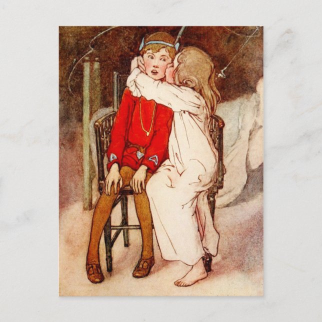 Postal Wendy que besa a Peter Pan (Anverso)