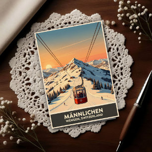 Postal Wengen, Suiza: Viajes antiguos de la década de 196