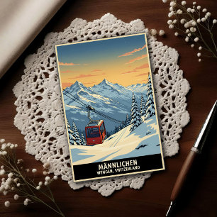 Postal Wengen, Suiza: Viajes Vintage de los 60