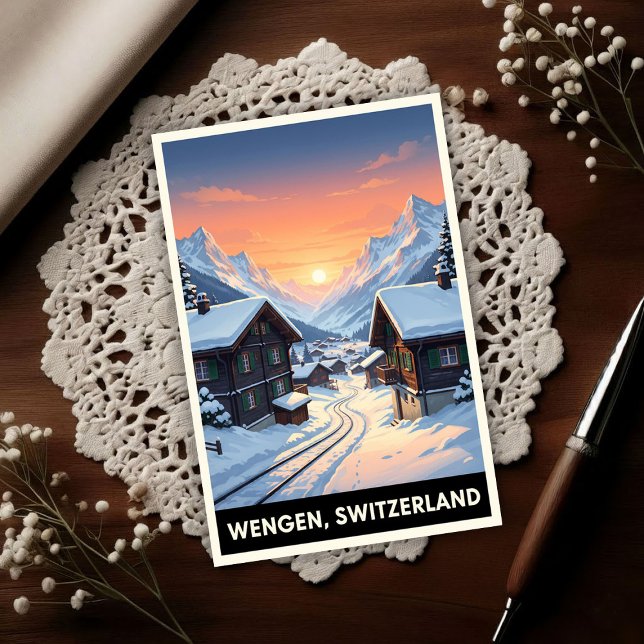 Postal Wengen, Switzerland: 1960s Vintage Travel (Subido por el creador)
