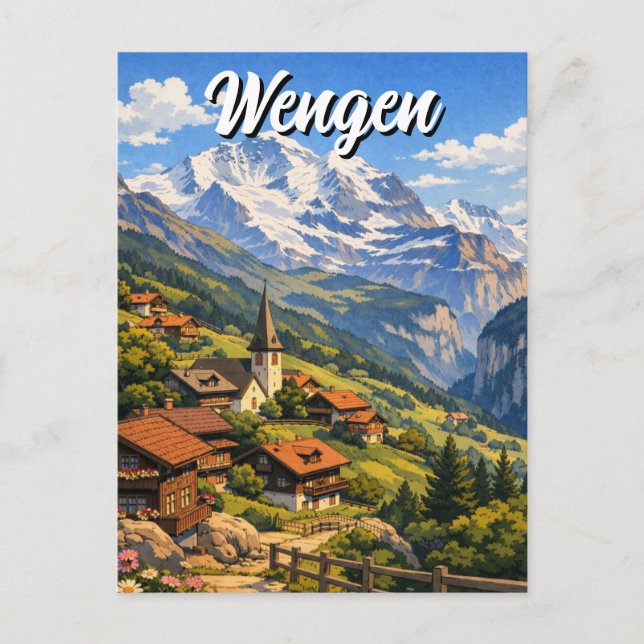 Postal Wengen Switzerland Travel (Anverso)