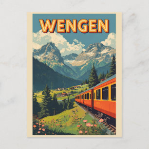 Postal WENGEN vintage esquí Suiza Alpes Suizos regalos