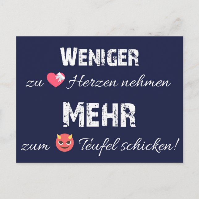 Postal ¡Weniger zu Herzen - mehr zum Teufel! (Anverso)