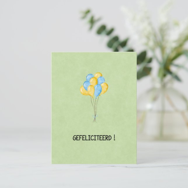 Postal Wenskaart (10,8 x 14,2 cm) - Gefeliciteerd (Anverso de pie)