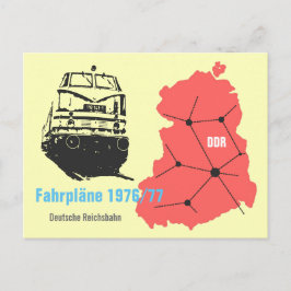 Postal Werbedesign für Fahrplanauskunft Reichsbahn DDR.