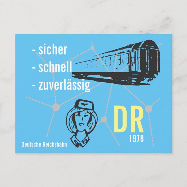 Postal Werbedesign Reiseverkehr Deutsche Reichsbahn DDR. (Anverso)