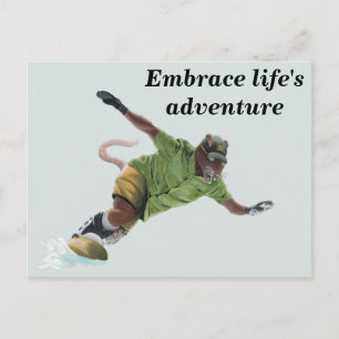Postal Wererat Snowboarder Sport Fantasy Art Postcard
