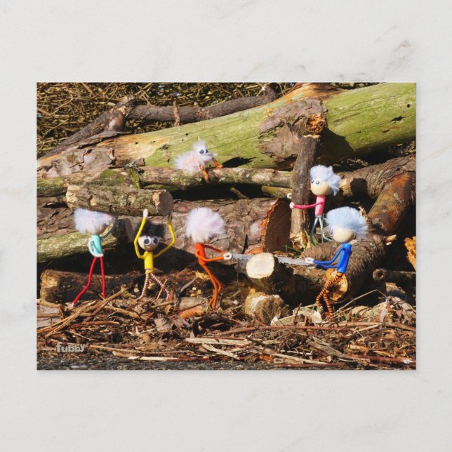 Postal Werkende Fubby's in hun houtzagerij. (Anverso)