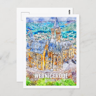 Postal Wernigerode Alemania Famoso Travel Place Watercolo