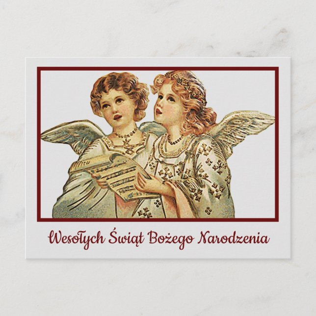 Postal Wesołych Świąt Retro Merry Christmas Card polaco (Anverso)