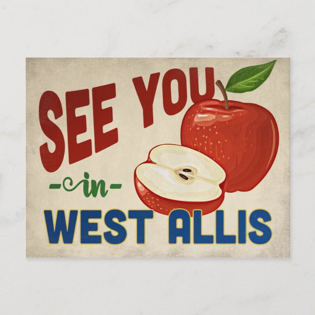 Postal West Allis Wisconsin Apple - Viajes de época (Anverso)