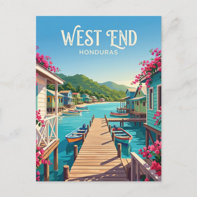 Postal West End Village Honduras se traduce como (Anverso)