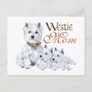 Postal West Highland White Terrier Mamá y Cachorros