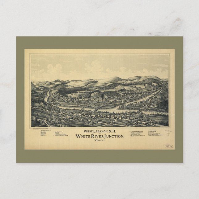 Postal West Lebanon, NH & White River Junction, VT (1889) (Anverso)