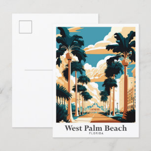 Postal West Palm Beach Florida Ilustracion de viajes de a