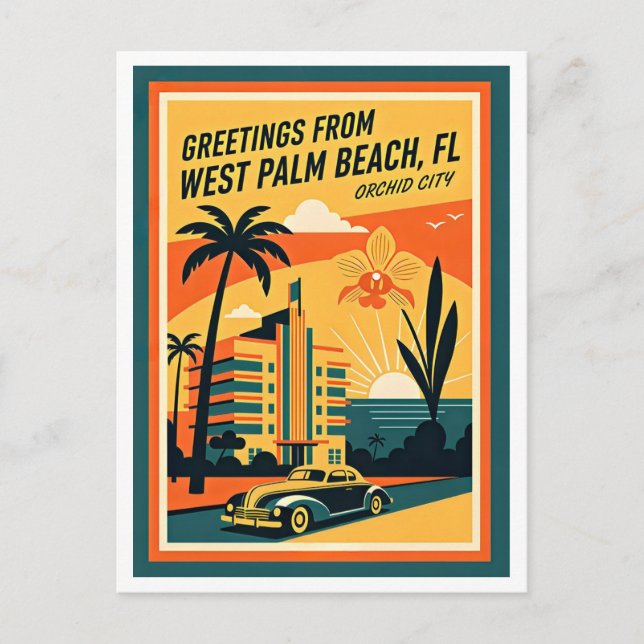 Postal West Palm Beach Florida Retro Travel (Anverso)