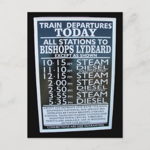 Postal West Somerset Railway, horario de la estación de M