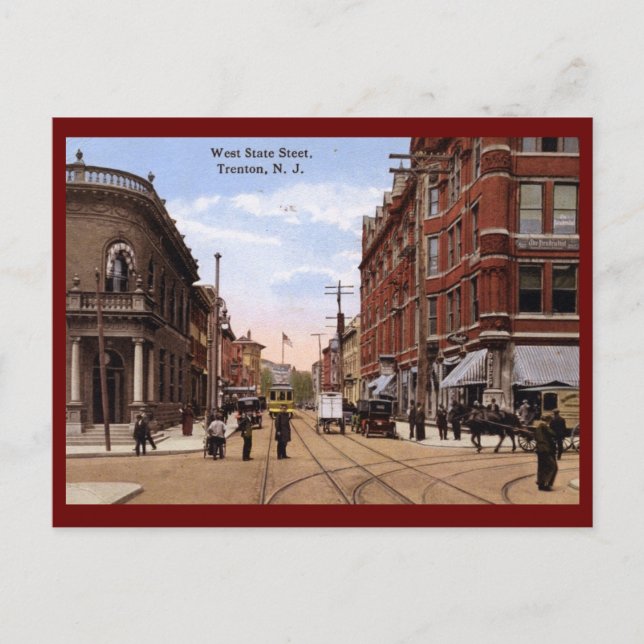 Postal West State St., Trenton NJ 1915 Vintage (Anverso)