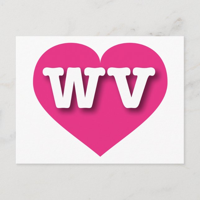 Postal West Virginia Hot Pink Heart - Me encanta WV (Anverso)