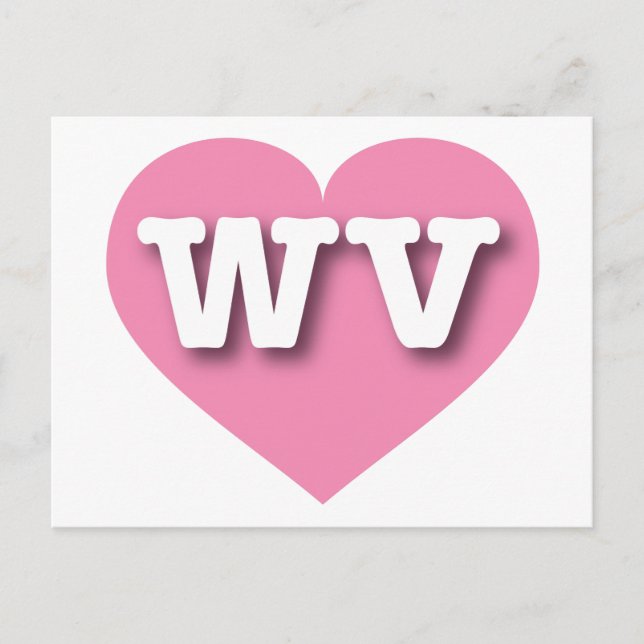 Postal West Virginia Pink Fade Heart - Me encanta WV (Anverso)