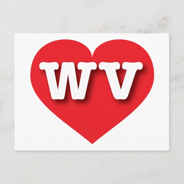 Postal West Virginia Red Heart - Me encanta WV (Anverso)