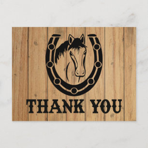 Postal Western Gracias Horse Horseshoe Boda Wood