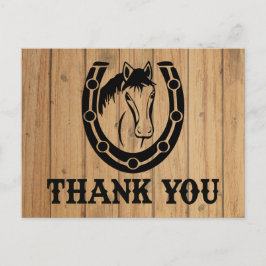 Postal Western Gracias Horse Horseshoe Boda Wood