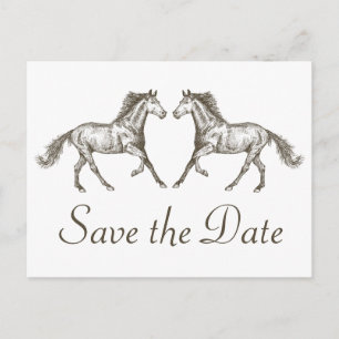 Postal Western Save The Date Engagement Boda Horse