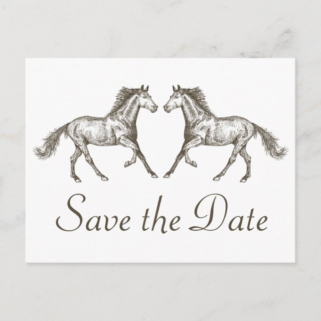 Postal Western Save The Date Engagement Boda Horse (Anverso)
