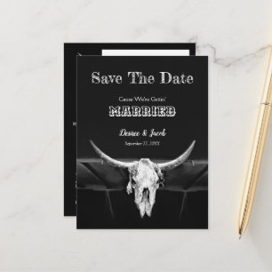 Postal Western Skull Rustic Black And White Save The Date