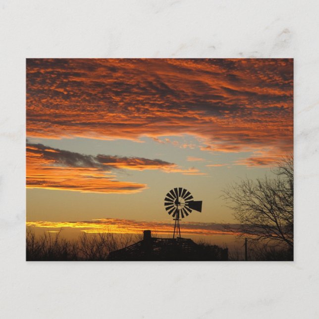 Postal Western Windmill Sunset (Anverso)