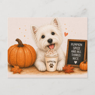 Postal Westie Acogedor Puppaccino de Especias de Calabaza