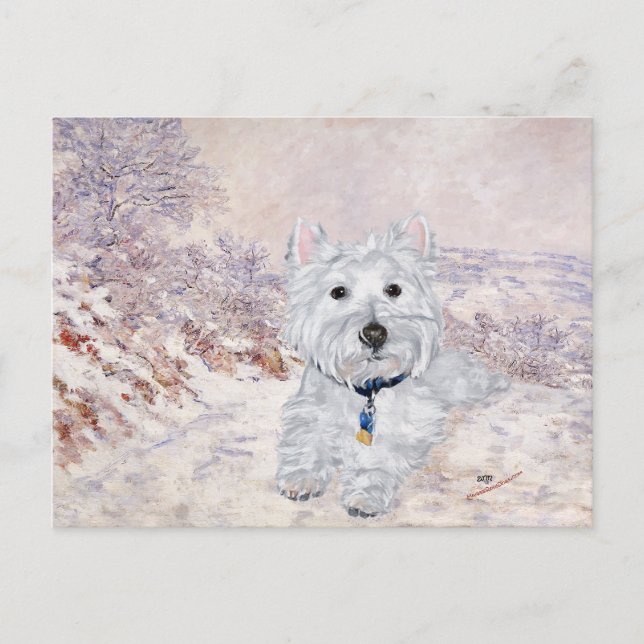Postal Westie en Invierno (Anverso)