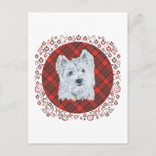 Postal Westie sobre Tartán