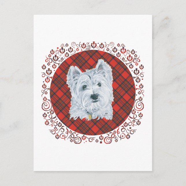 Postal Westie sobre Tartán (Anverso)